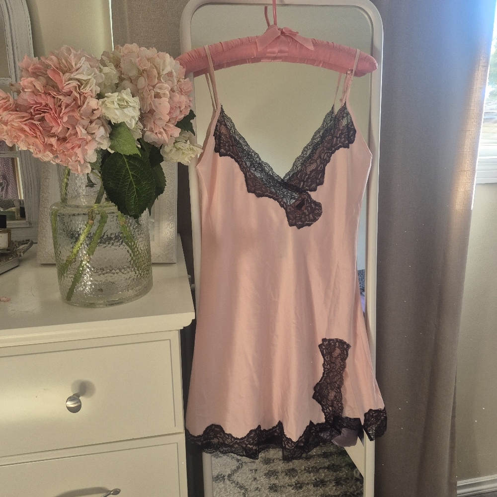 ANN SUMMERS Selena Lace Trim Satin Chemise In Blush Sz 10 ***Has Deffect - Picture 4 of 10